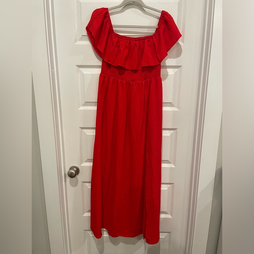 SHEIN- Red- Off the Shoulder Maxi Dress- Size XL - Picture 3 of 6